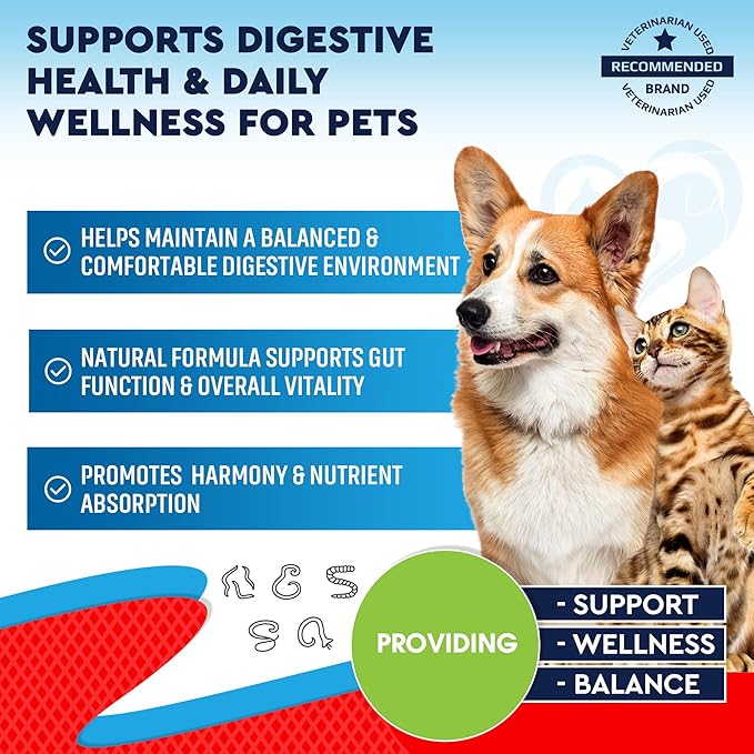 Natural Intestinal Defense for Dogs &amp; Cats – Herbal Cleanse with Wormwood, Black Walnut – Promotes Healthy Gut &amp; Flora Balance – Advanced Broad Spectrum Formula – Made in USA