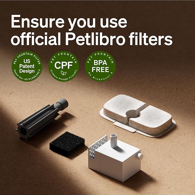 PETLIBRO Replacement Filters for Dockstream Cat Water Fountain PLWF005 PLWF115 PLWF105, 4 Months Set of Replacement Filters for Ultra Quiet Pet Water Fountain,White 8 Count (Pack of 1)