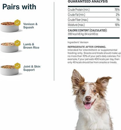 JustFoodForDogs Venison Dog Treats, Single-Ingredient Healthy Dog Treats, Made in The USA, 5 oz