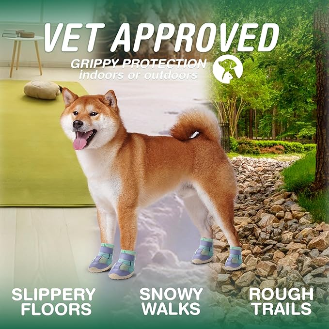Dog Shoes for Large Dogs, Anti-Slip Dog Boots for Winter Snow, Hot Pavement, Dog Booties &amp; Paw Protectors Blue Size 6