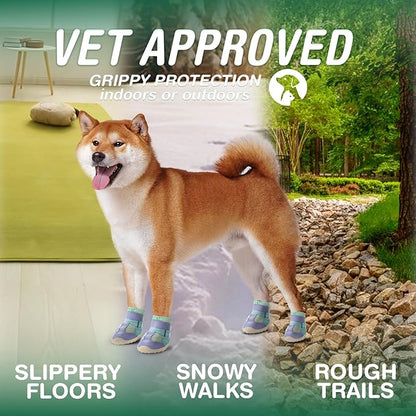 Dog Shoes for Large Dogs, Anti-Slip Dog Boots for Winter Snow, Hot Pavement, Dog Booties &amp; Paw Protectors Blue Size 6