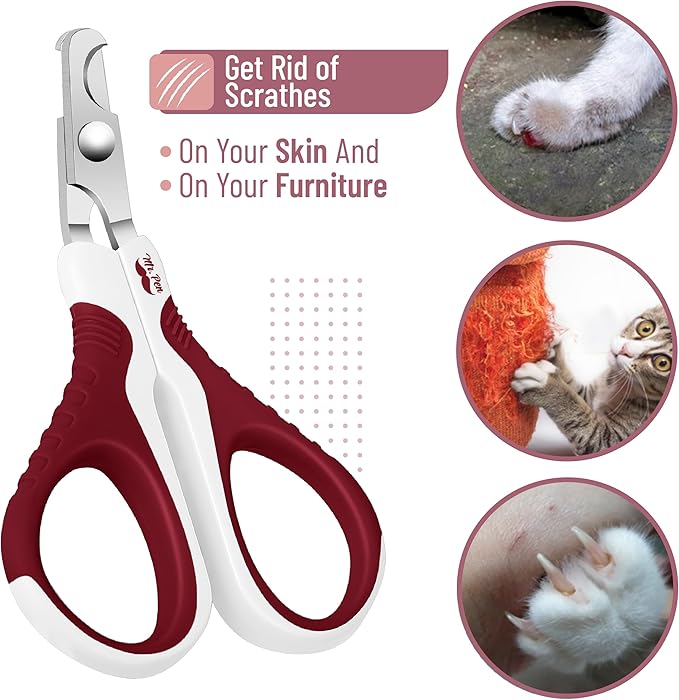 Mr. Pen Cat Nail Trimmer - Wine &amp; White, Cat &amp; Kitten, Small Dog Nail Clipper &amp; Claw Trimmer