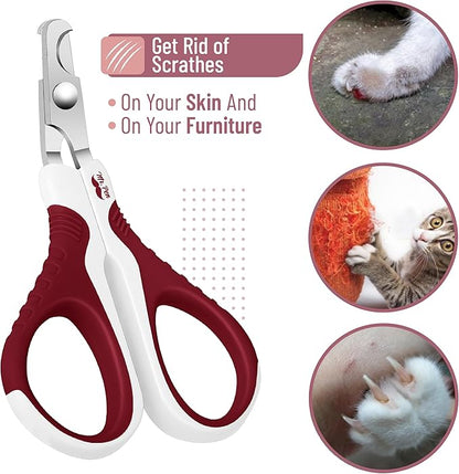 Mr. Pen Cat Nail Trimmer - Wine &amp; White, Cat &amp; Kitten, Small Dog Nail Clipper &amp; Claw Trimmer