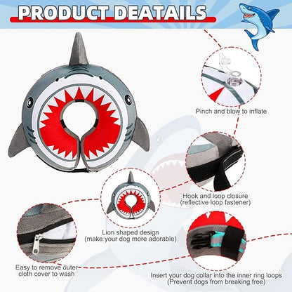 KOOLTAIL Dog Cone Collar Alternative After Surgery, Soft Inflatable Dog Neck Cone for Medium Large Dogs, Adjustable Pet Donut Recovery E Collar with Enhanced Anti-Licking Does Not Impede Vision M