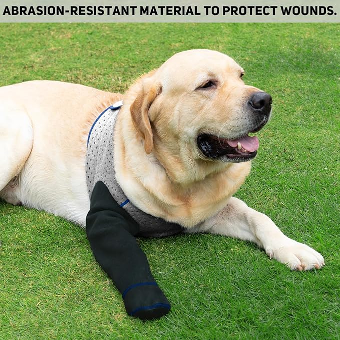 COODEO Dog Socks to Prevent Licking Paws, Healing Boots &amp; Paw Protectors with Non-Slip Bottoms for Wound Protection, Waterproof Sleeve Shoes for Licking（Grey，L_Left