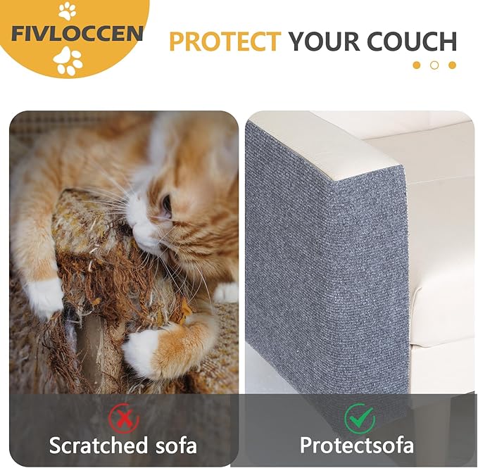 78.7"x15.8"Self-Adhesive Climbing Cat Scratch Protector Pads - Trimmable Furniture Guard for Sofa, Walls &amp; Floors, DIY Cat Tree/Tower/Bed, Replaceable Scratch-Resistant Mats (Light Gray)