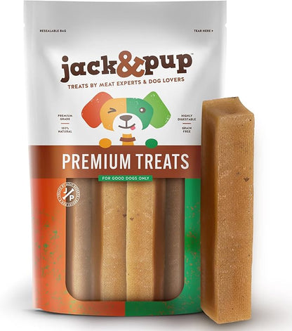 Jack&amp;Pup Yak Cheese Himalayan Dog Chews | Dog Yak Chews for Large Dogs Aggressive Chewers | Hard Yak Cheese Stick (9oz, 3 Pack)