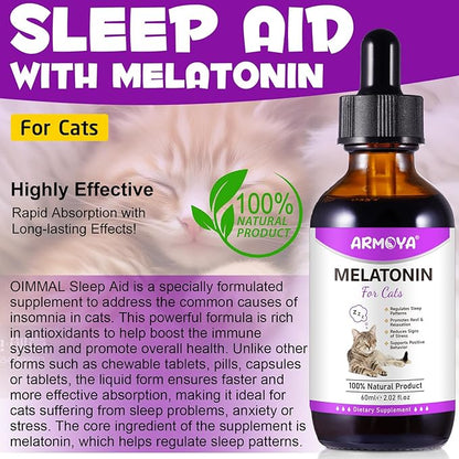 Cat Melatonin - Melatonin for Cats - Cat Calming Treats- Cat Sedative for Grooming - Helps to Support Restful Sleep for Your Cat - Cat Sleep Aid - Anxiety Relief for Cats