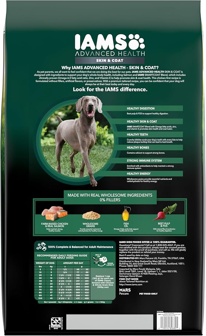 IAMS Advanced Health Skin &amp; Coat Adult Dry Dog Food Chicken and Salmon Recipe, 27 lb. Bag