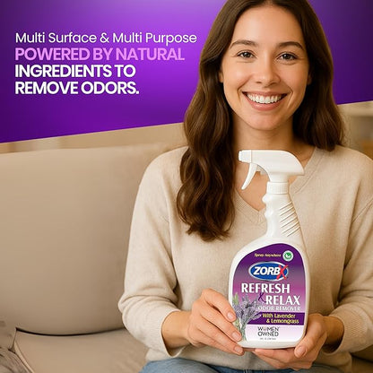 ZORBX Lavender &amp; Lemongrass Spray, 24 Oz - All-Purpose Deodorizer, Refreshes Fabric, Removes Strong Odors, Perfect for Home, Car, Gym, Laundry