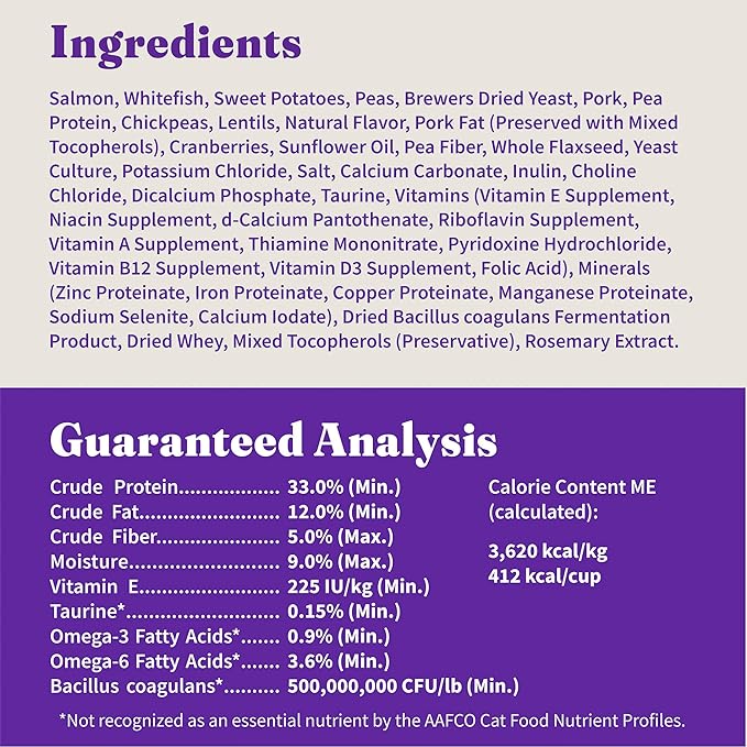 Halo Holistic Cat Food Wild Caught Salmon &amp; Whitefish Formula, Healthy Grains Dry Cat Food, Complete Digestive Health, Kibble for Adult Cats, 6 lb Bag