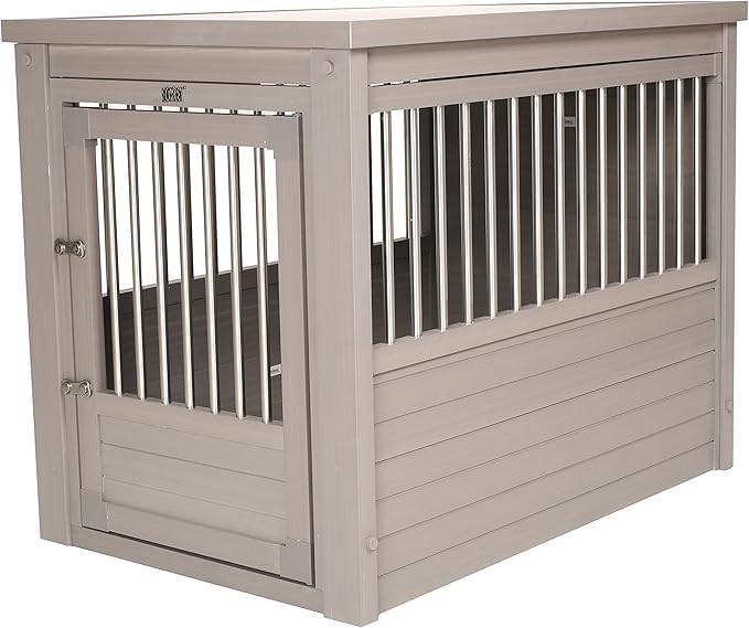 New Age Pet ECOFLEX Dog Crate End Table - Furniture-Style Pet Crate for Crate Trained Dogs - Stainless Steel Tubing &amp; a Latched Closure - 10 Year Manufacturer&