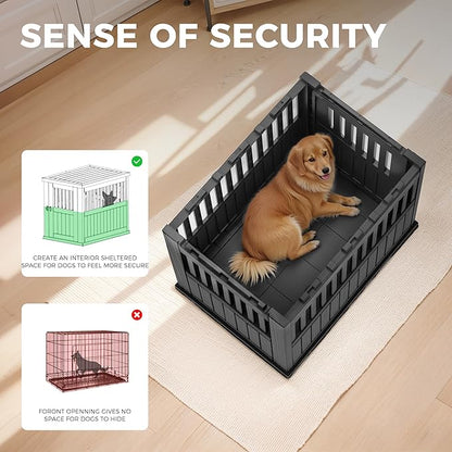 Dog House - Resin Outdoor Dog Kennel with Ventilated Design, Waterproof Dog Bed Shelter for Backyard, Garden &amp; Patio