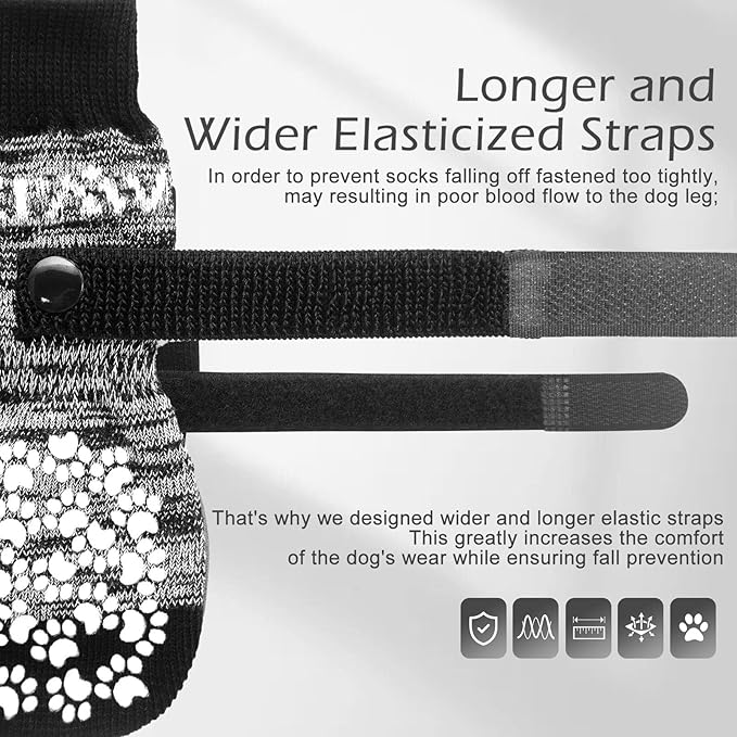 EXPAWLORER Anti Slip Dog Socks to Prevent Licking Paws, Dog Shoes for Hot Pavement, Dog Booties for Small Medium Large Senior Dogs, Traction Control Boots &amp; Paw Protectors for Hardwood Floors