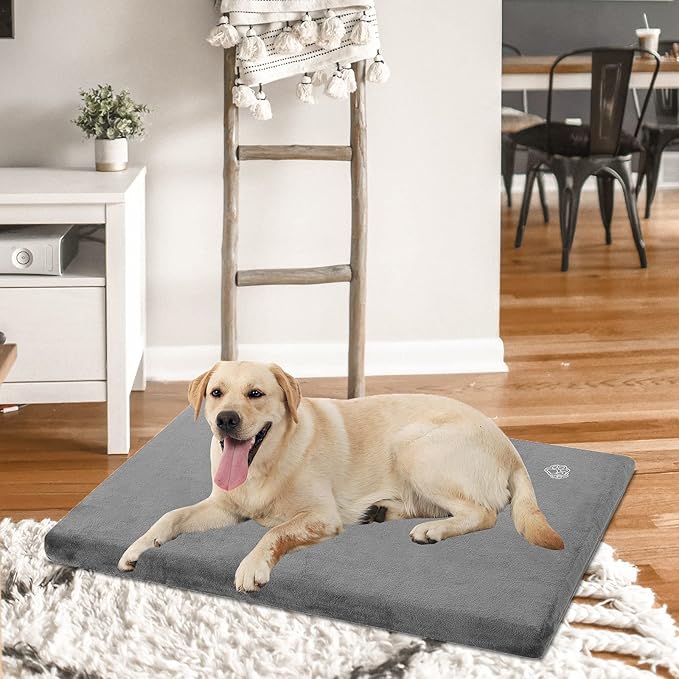 EMPSIGN Stylish Dog Bed Mat Dog Crate Pad Mattress Reversible (Cool &amp; Warm), Water Proof Linings, Removable Machine Washable Cover, Firm Support Small to XX Large Dogs, Grey,XL(41&