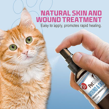 PetSilver Wound &amp; Skin Spray for Cats - Chelated Silver, Superior to Colloidal Silver - Wound Care, Allergy &amp; Itch Relief, Hot Spot Treatment for Cats - Natural Skin Soother - Made in USA - 2 fl oz
