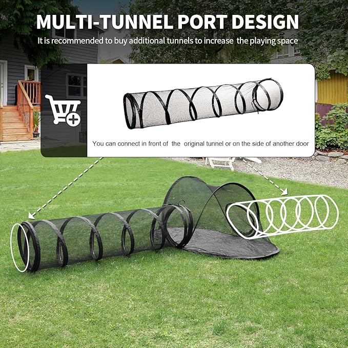 Rest-Eazzzy Cat Tent Outdoor, Pet Enclosure Tent Suitable for Cats and Small Animals, Indoor Playpen Portable Exercise Tent with Carry Bag(Pet Tent&amp; Tunnel) S