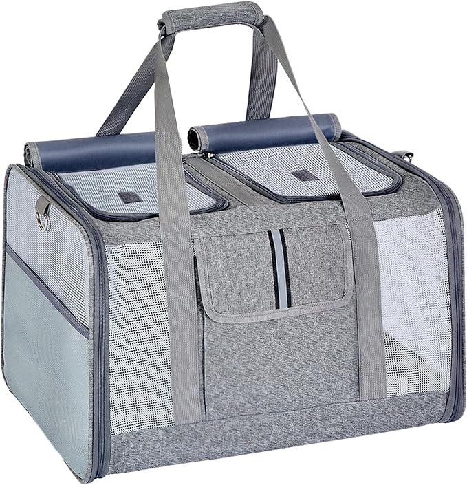 Cat Carrier for 2 Cats – Large Soft-Sided Pet Travel Carrier, Dual Compartments, Privacy Protection, Dog Carrier for Small/Medium Dogs, Home &amp; Outdoor Use