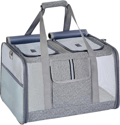 Cat Carrier for 2 Cats – Large Soft-Sided Pet Travel Carrier, Dual Compartments, Privacy Protection, Dog Carrier for Small/Medium Dogs, Home &amp; Outdoor Use