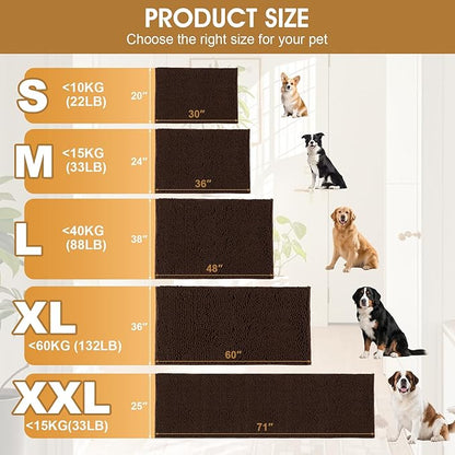 IM HOME 30" x 20" Brown Dog Door Mats for Muddy Paws, Chenille Absorbent Dog Mat, Non Slip Heavy Mud Mat for Dogs, Soft Pet Bed Mat for Entryway, Mud Paws, Inside Floor