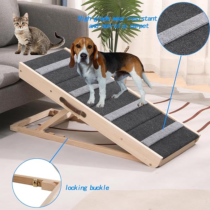 Upgrade 2-in-1 Pet Ramp Dog Stair,Folding Pet Stairs,Portable Dog Ramp for Small&amp;Large Old Animals with Non-Slip Surface,Dog Ramp for Bed,Couch and Car,11.8" to 23.6" Height Adjustable(40×17.7)