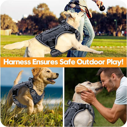 Heavy-Duty Tactical Dog Harness for Large Dogs, No Pull Adjustable Reflective Pet Vest with Molle System, K9 Military-Grade Control for Service Training, Outdoor &amp; 10+ Breeds, Gray Camo, X-Large