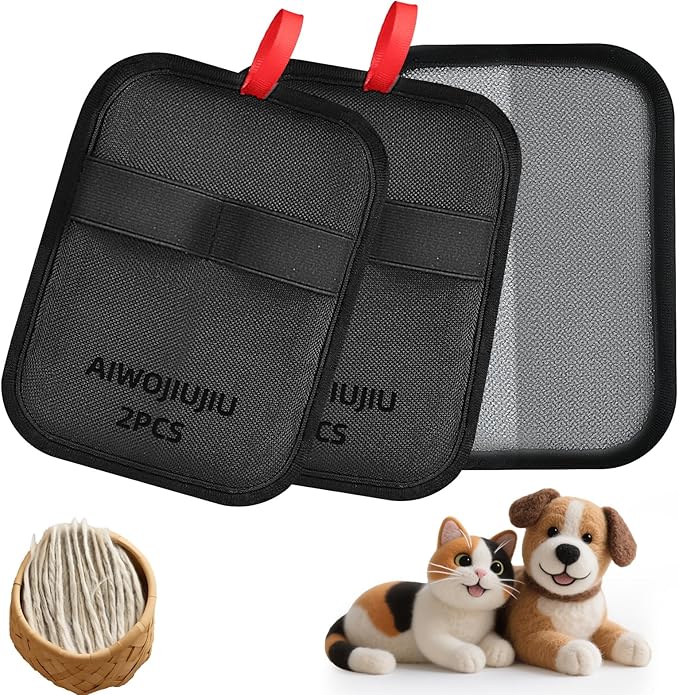Pet Hair Removal Glove – Upgraded Electrostatic Pet Hair Remover Gloves for Cats &amp; Dogs (Black, L)