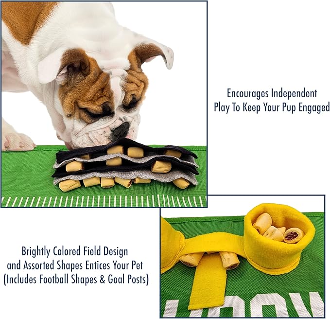 NFL Green Bay Packers Dog Snuffle Mat – Interactive Pet Slow Feeder, Football Field Design Food Puzzle Toy for Dogs &amp; Cats, Foraging Activity Mat for Smarter Feeding