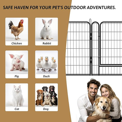 Dog Playpen, Outdoor Dog Fence, 12 Panels, 40" H Dog Pen for Large/Medium/Small Dogs, Heavy Duty Metal Pet Fence with Gate, Portable Dog Fence for RV Camping and Yard (Black)