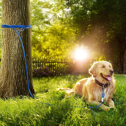 Tresbro 30FT Reflective Tie Out Cable for Dogs Up to 250 Pounds, Steel Wire Lead Leash Cable with Stainless Rotatable Clip, Lightweight and Enduring, Dog Lead Chains for Outside,Yard,Camping, Blue