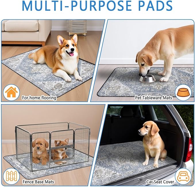 Washable Pee Pads for Dogs 2 Pack, Absorbent Reusable Puppy Pads Waterproof, Leakproof &amp; Non-Slip Whelping Pad, Potty Training Pads for Dogs Playpen Mat 24x36