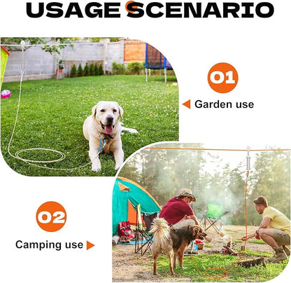 75ft Dog Runner for Yard Large Dog Heavy Duty with Double Shock Absorbers Tangle-Free Aerial Trolley System for Large Dogs Up to 250lbs (Orange)
