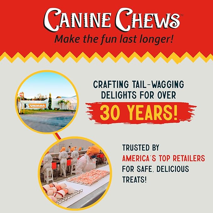 Canine Chews 10-11" Dental Coated Jumbo Rawhide Retriever Rolls (8 Pack) - Breath Freshening &amp; Long Lasting Dental Chews for Dogs Large Size - Teeth Cleaning Dog Treats for Aggressive Chewers
