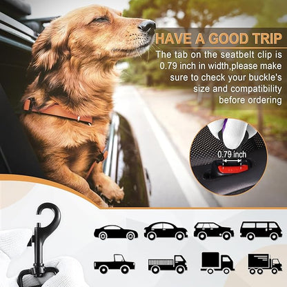 LivTee Dog Seat Belt for Car, Retractable Pet Safety Harness, Adjustable Nylon Dog Seatbelt Leash, Comfortable Dog Accessories for Vehicles (Purple-1PCS)