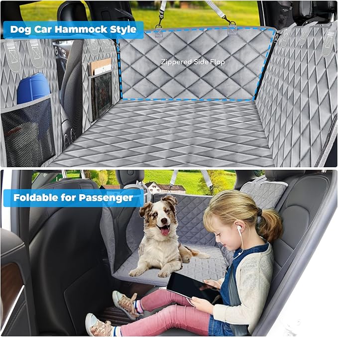 URPOWER Back Seat Extender for Dogs - Hard Bottom Dog Car Seat Cover Holds 400 lbs, Waterproof Dog Hammock Dogs Bed for Cars, SUVs &amp; Small Trucks, Pet Backseat Protector with Mesh Window &amp; Large Space