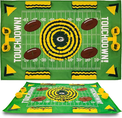 NFL Green Bay Packers Dog Snuffle Mat – Interactive Pet Slow Feeder, Football Field Design Food Puzzle Toy for Dogs &amp; Cats, Foraging Activity Mat for Smarter Feeding