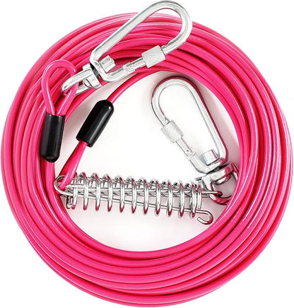 Heavy Duty Dog Tie Out Run Cable - 50 ft Long Leash with Durable Carabiner, Chew Proof for Large Dogs &amp; Yard Use