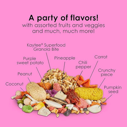 Kaytee Fiesta Big Bites Small Parrot &amp; Conure Food, Nutritious and Fun Blend, Supports Skin, Feather, Digestion, Brain and Heart Health, 4 pounds