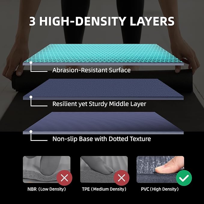 Large Exercise Mat for Home Workout,12‘x6’/10&