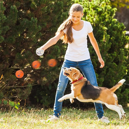 Dog Balls for Aggressive Chewers, Indestructible Bouncy Floating Balls for Training Dog Catch and Fetch, Sturdy Solid Tennis Ball Toys for Large Medium Small Dogs - 2.75in - Orang&amp;White - 2pcs