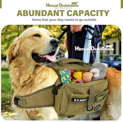 Himal Outdoors Dog Backpack &amp; Saddle Bag, Tactical Hiking Backpack for Large Dogs with Side Pockets &amp; Adjustable Strap