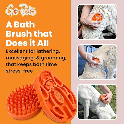 GoPets Curry Comb Bath Brush for Cleaning &amp; Grooming, Silicone Shampoo Scrubber for Shedding &amp; Massage, Rubber Dog Wash &amp; Grooming Brush, Pet Bath Supplies for Long &amp; Short Hair Dogs &amp; Cats