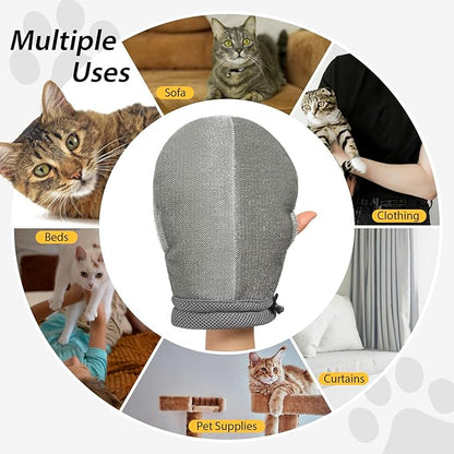 HEYWEAN Double Sided Pet Hair Removal Gloves Brush Reusable Dog Cat Electrostatic Hair Remover with Silicone Brush for Bathing Grooming Glove Tool 1 Pcs (PetHair-R1)