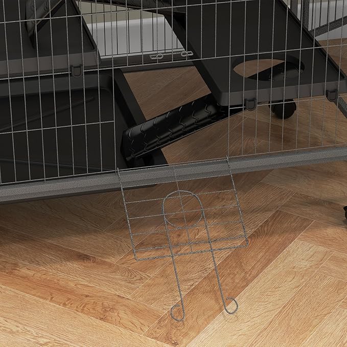 PawHut 50" 5-Tier Small Animal Cage, Ferret Cage, Large Chinchilla Cage with Hammock Accessory &amp; Heavy-Duty Steel Wire, Small Animal Habitat with 4 Doors, Removable Tray, Gray