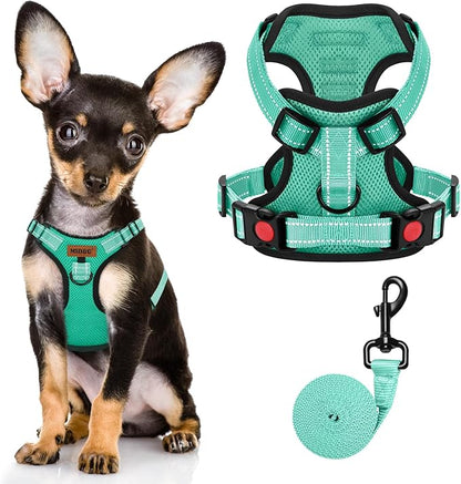 MIDOG No-Pull Dog Harness | Adjustable &amp; Reflective Pet Harness Leash Set for Small Medium Large Dogs Walking, Training| No Choke, Front Clip, Soft Padded Vest with Easy Control Handle - Green, XS