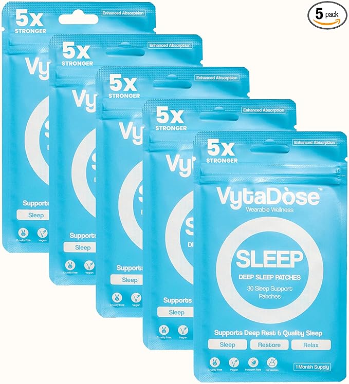 Natural DEEP Sleep Patches for Adults | 5X Extra Strength Sleep Patch: 8-Hour Time-Release Formula | Sleepy Stickers with Ashwagandha, Magnesium, Passionflower, Valerian Root, Lemon Balm &amp; Chamomile