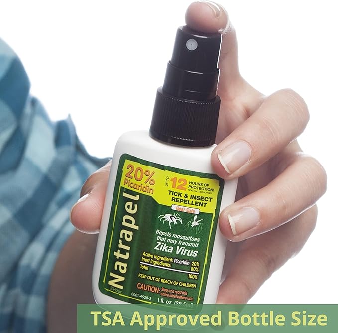 Natrapel Tick &amp; Insect Repellent - Bug Spray with 20% Picaridin - Family Protection Against Mosquitoes, Ticks &amp; More - Up to 12 Hours of Protection - 1 oz (4 Pack)