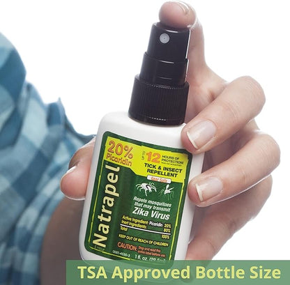 Natrapel Tick &amp; Insect Repellent - Bug Spray with 20% Picaridin - Family Protection Against Mosquitoes, Ticks &amp; More - Up to 12 Hours of Protection - 1 oz (4 Pack)