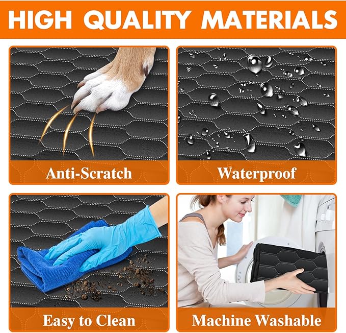 Dog Back Seat Cover, Waterproof Scratch Proof Nonslip Dog Hammock for Car, Car Seat Cover for Back Seat with Sanitary Pad Mesh &amp; Pocket for Cars SUVs and Trucks - S, Black/Orange