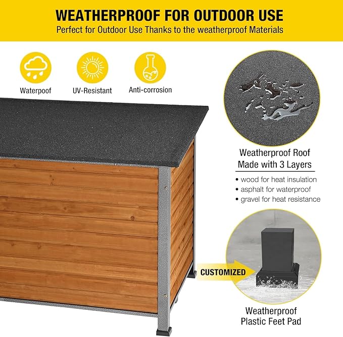 Aivituvin Dog House Outdoor &amp; Indoor Unique All-Around Iron Frame Dog Kennel for Winter with Raised Feet Weatherproof for Small &amp; Medium &amp; Large Dogs